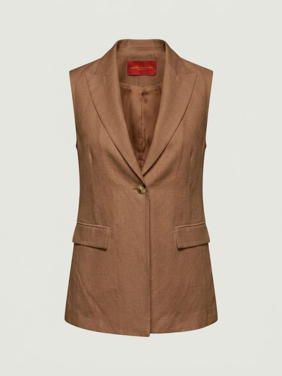Gilet lungo in lino tabacco 4497 Tabacco ANDREA MORANDO 