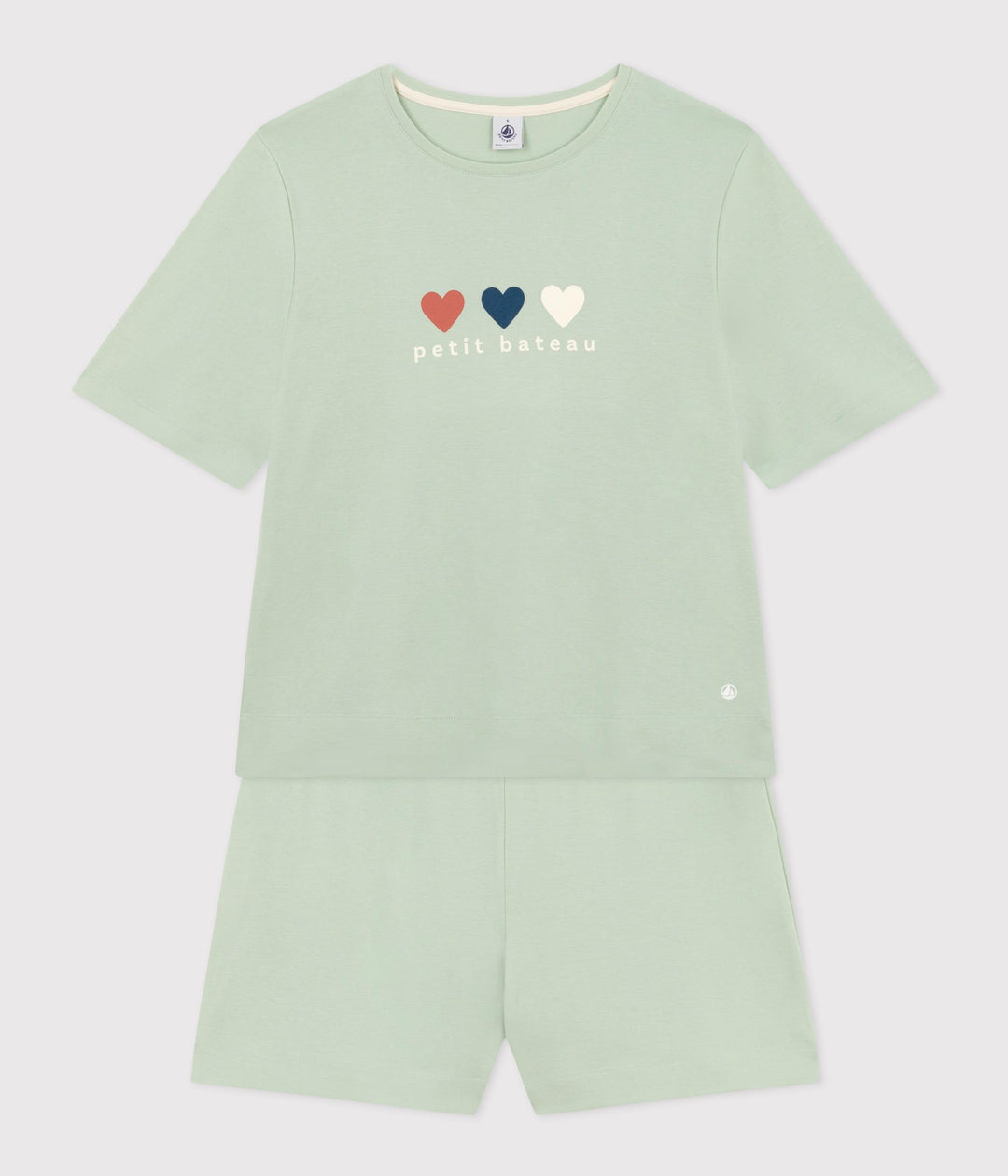 PIGIAMA SHORT E T-SHIRT IN COTONE A TINTA UNITA DONNA A0ADR 01 PETIT BATEAU 