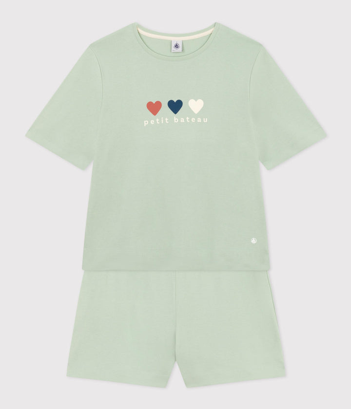 PIGIAMA SHORT E T-SHIRT IN COTONE A TINTA UNITA DONNA A0ADR 01 PETIT BATEAU 