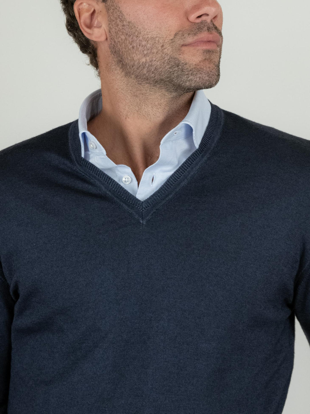 MAGLIA IN LANA MERINO BLU NOTTE 0001 24 FIESOLI DANIELE 