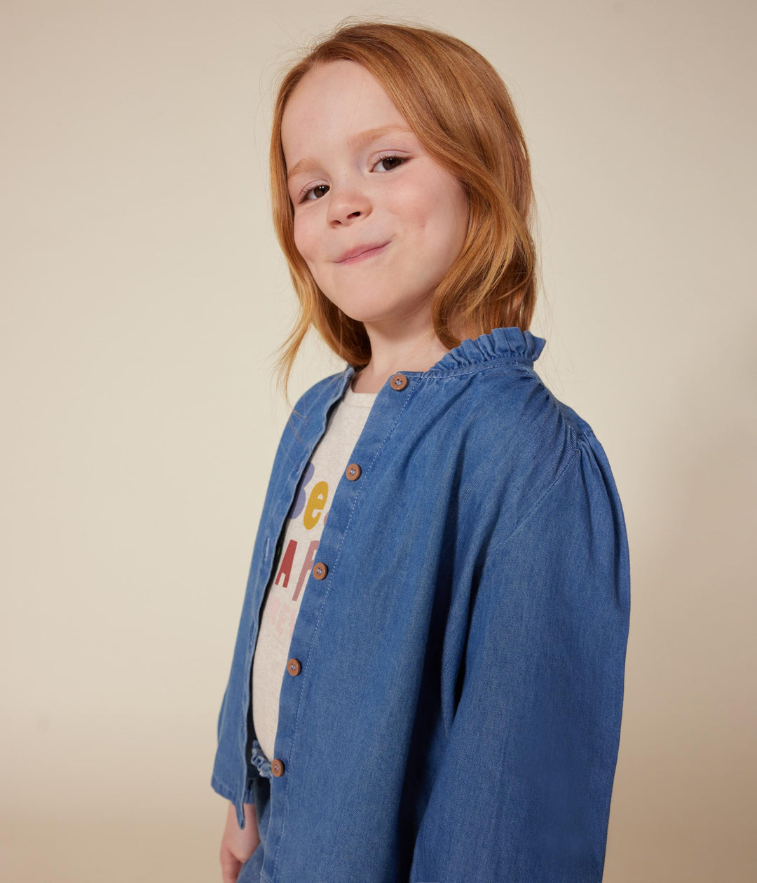 Blusa a maniche lunghe in denim A0B6C 01 PETIT BATEAU 