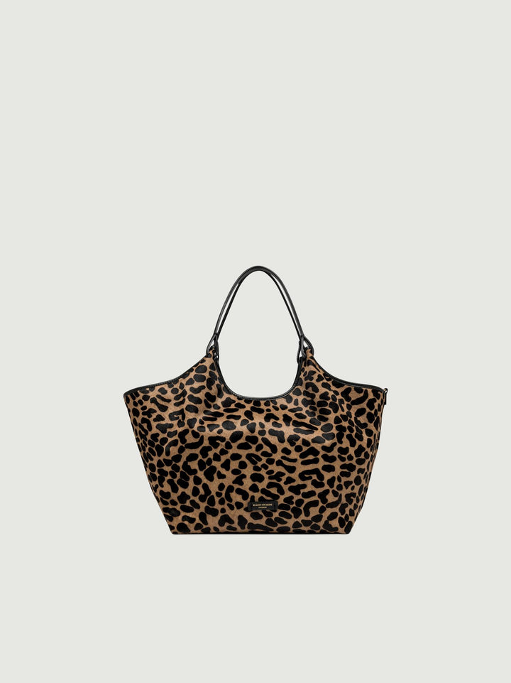 Borsa a spalla Dua in pelle color leo macchia nero-nero 11112 HORSY 10730 GIANNI CHIARINI 