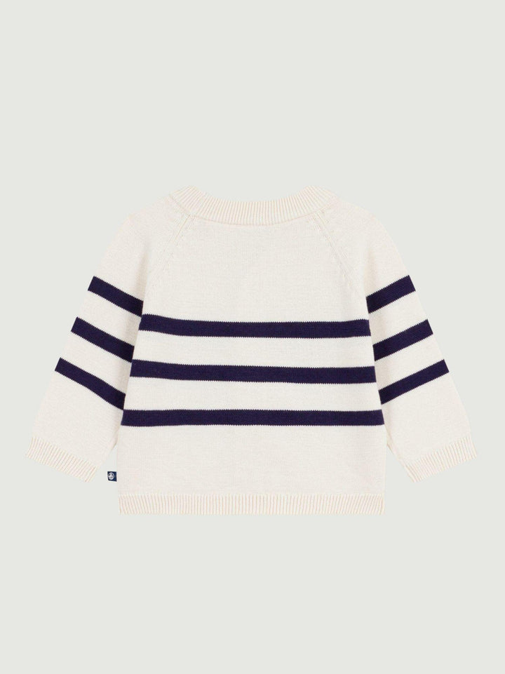 Cardigan a righe blu in cotone A0EZQ 01 PETIT BATEAU 