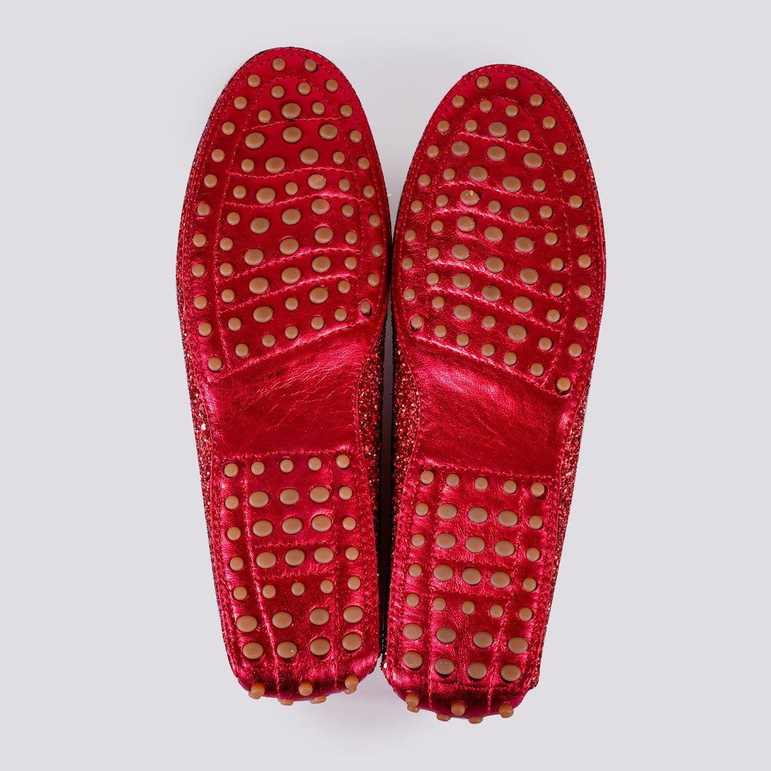 MOCASSINO CON GOMMINI IN GLITTER 1003/GLITTER ROSSO ANDREA MORANDO 