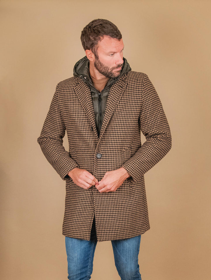 CAPPOTTO MISTO CASHMERE PIED DE POULE INTERNO TRAPUNTATO GERALDO PDP CNER PALTÒ 