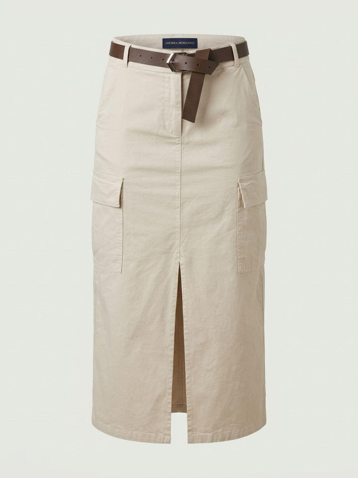 Gonna cargo midi in cotone panna 6105 PANNA ANDREA MORANDO 