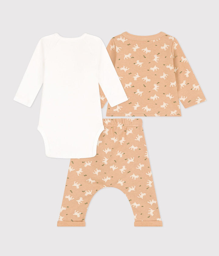 COMPLETO IN TESSUTO FELPATO CON STAMPA CAPRETTA PER BEBÈ A087U 01 PETIT BATEAU 