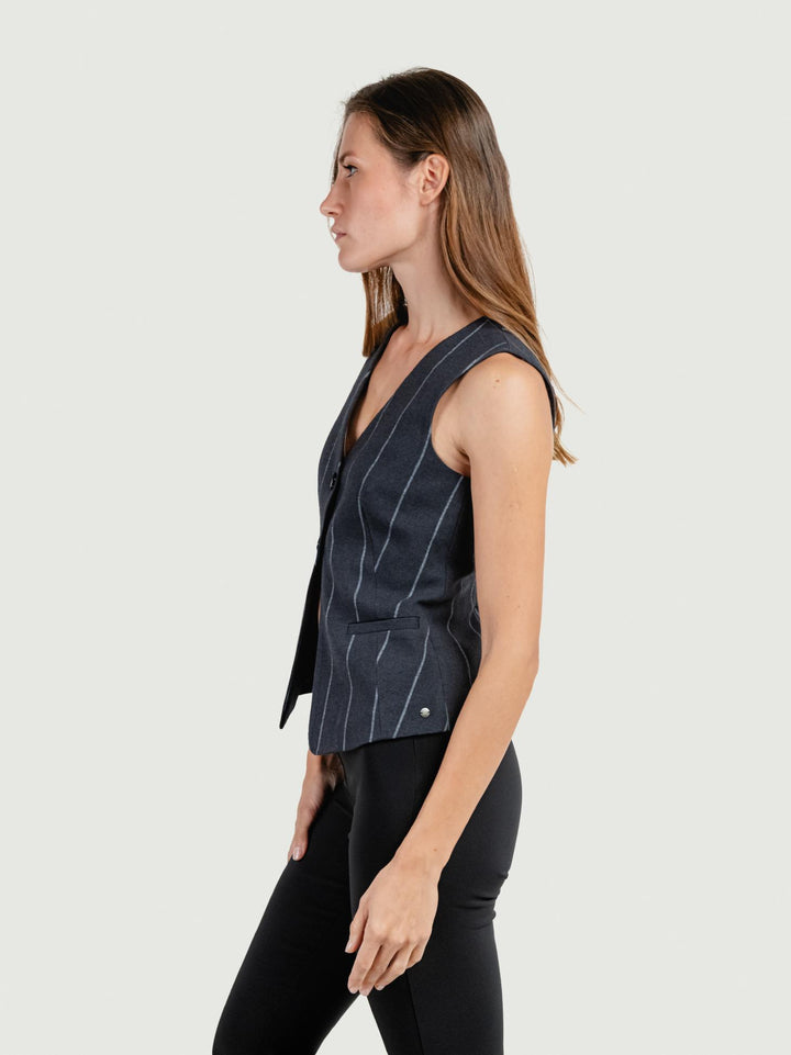 GILET GESSATO GRIGIO ANTRACITE 565IRDI322 81 ANDREA MORANDO 