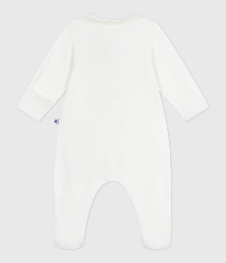 Pigiama con colletto in ciniglia tinta unita neonato A0DR2 01 PETIT BATEAU 