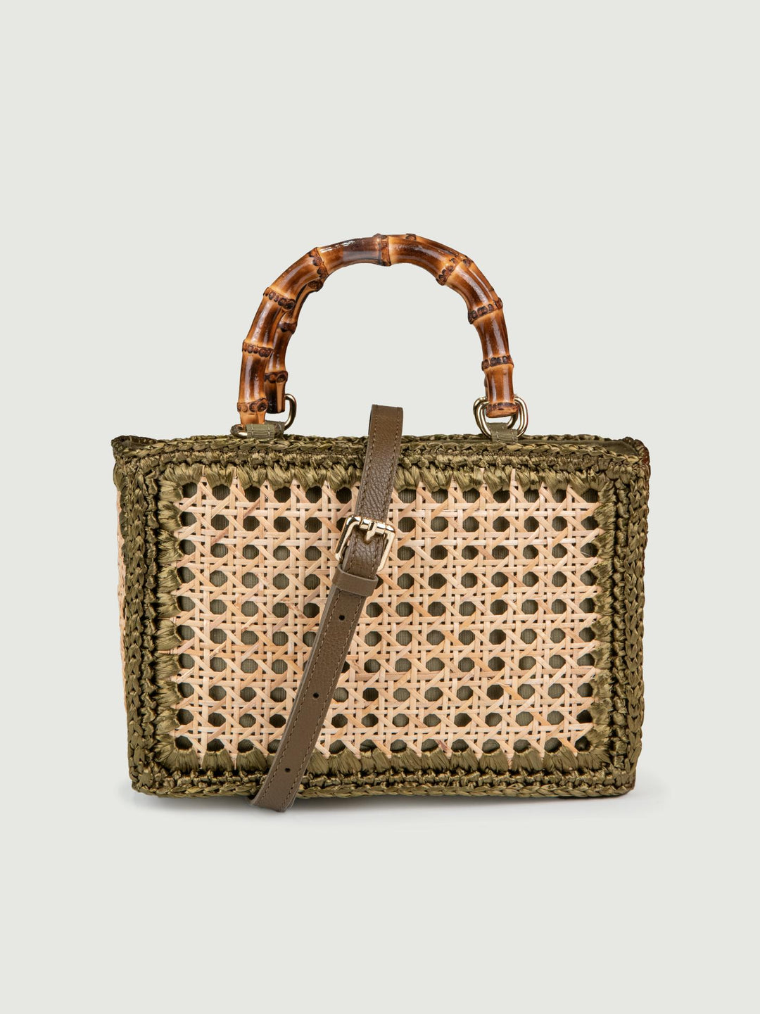 BORSA A MANO IN RAFIA NATURALE E KAKI