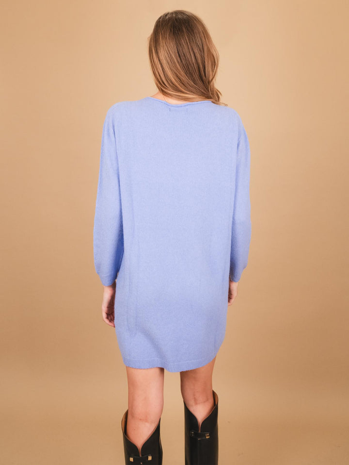 MAGLIA ABITO CON TASCHE E SCOLLO A BARCHETTA AZZURRO 0170/135 8013 BIMOR 