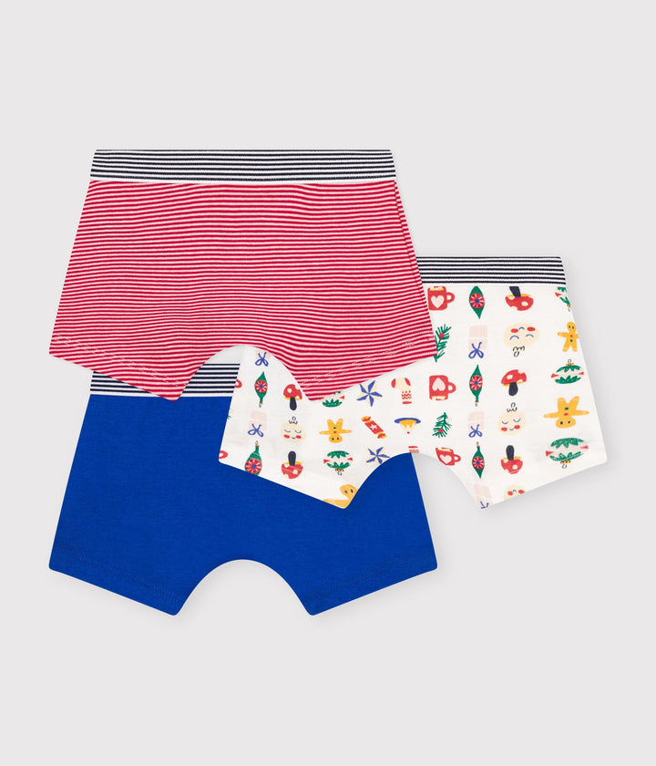 Set di 3 boxer di Natale in cotone A0BQQ 00 PETIT BATEAU 