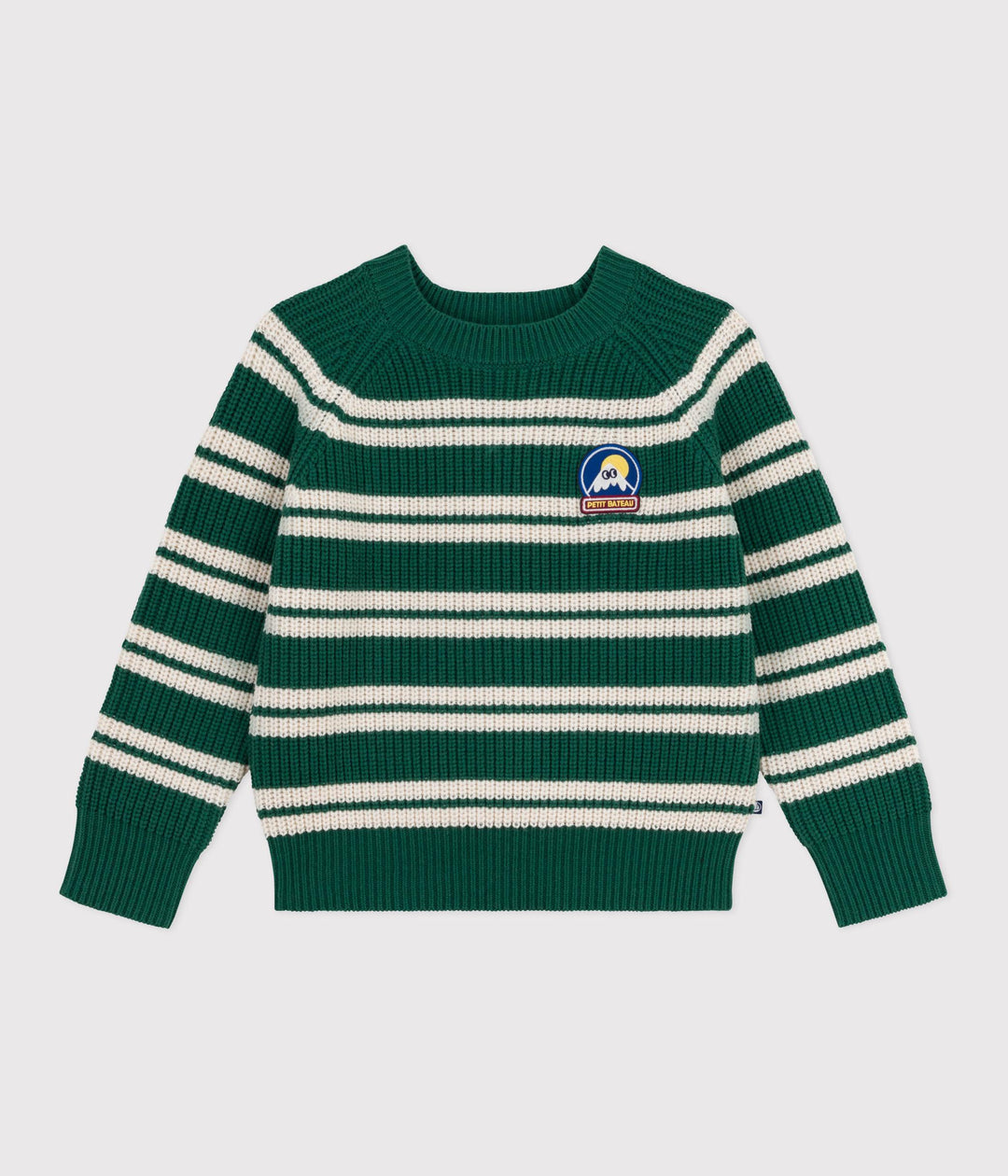 Pullover marinière in misto lana e cotone a righe bambino A0EET 01 PETIT BATEAU 