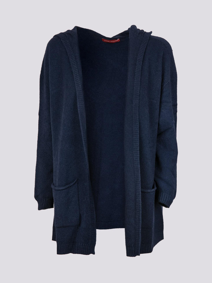 CARDIGAN LUNGO APERTO CON CAPPUCCIO BLU 0170/39 0115 BIMOR 