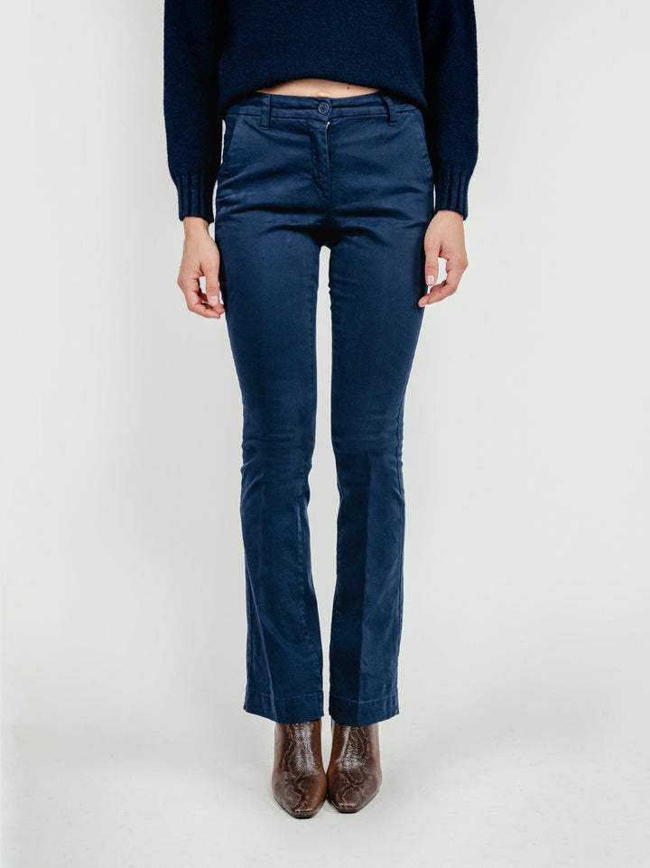 PANTALONE A ZAMPA IN COTONE BLU 87482JA BLU ANDREA MORANDO 