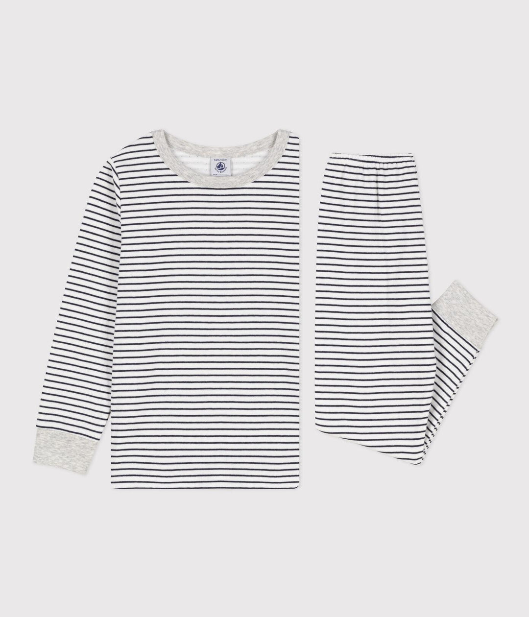 PIGIAMA BAMBINO UNISEX IN TUBIQUE A RIGHE A085V 01 PETIT BATEAU 