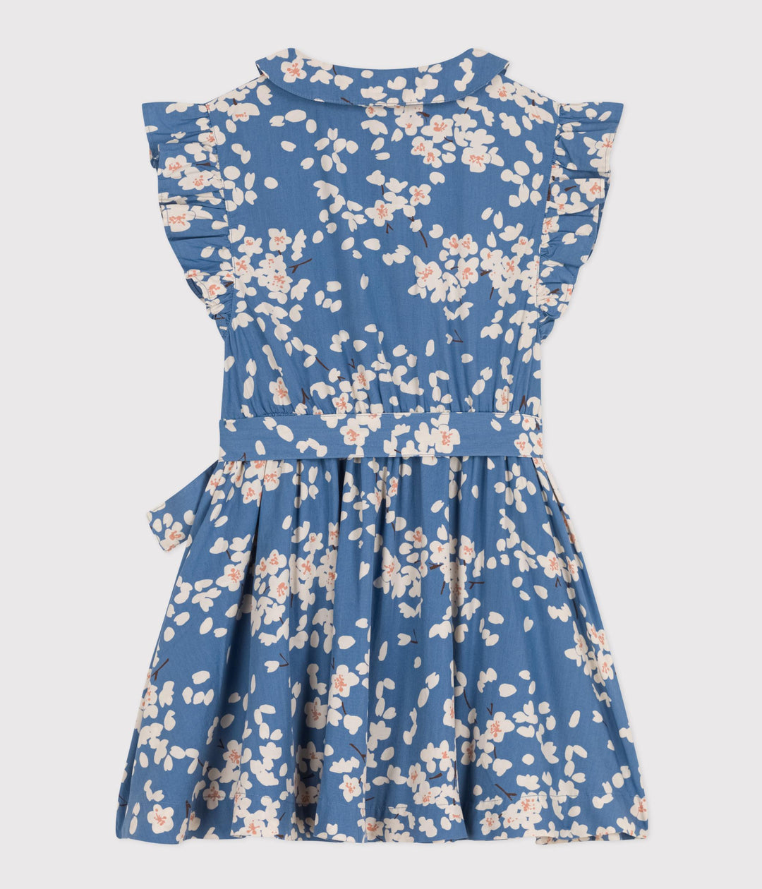 ABITO SENZA MANICHE IN POPELINE AZZURRO A FIORI A09SF 01 PETIT BATEAU 