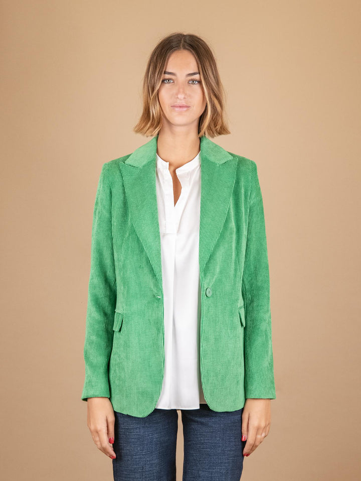 BLAZER MONOPETTO IN VELLUTO A COSTE VERDE 93351VRS 470 ANDREA MORANDO 