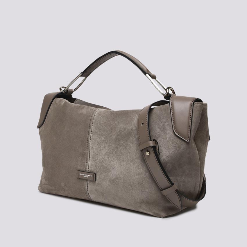 Borsa Alicudi in suede light grey BS 10261 CM-PL 9210 GIANNI CHIARINI 