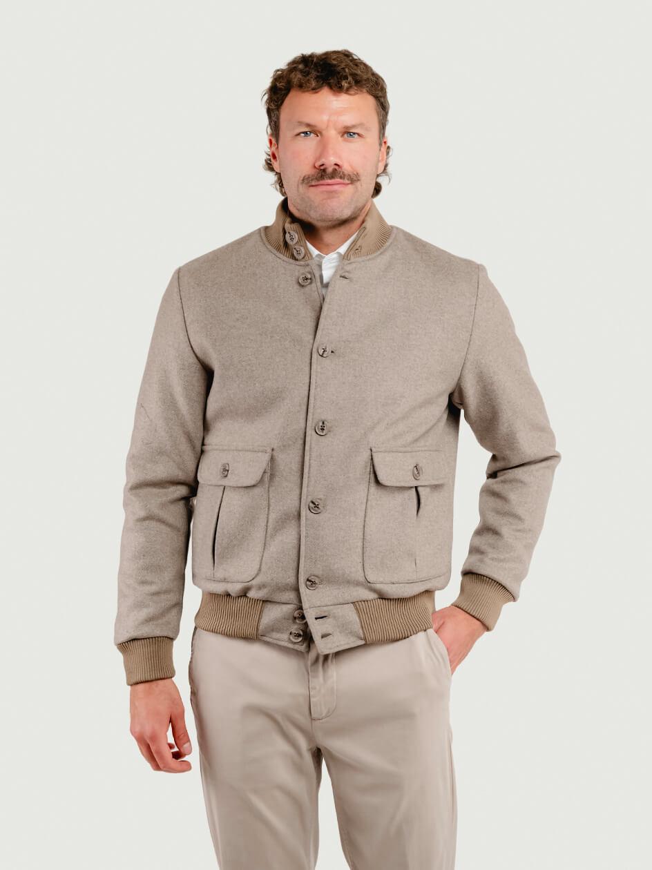 BOMBER IN LANA BEIGE BOMBER TAUPE ANDREA MORANDO 