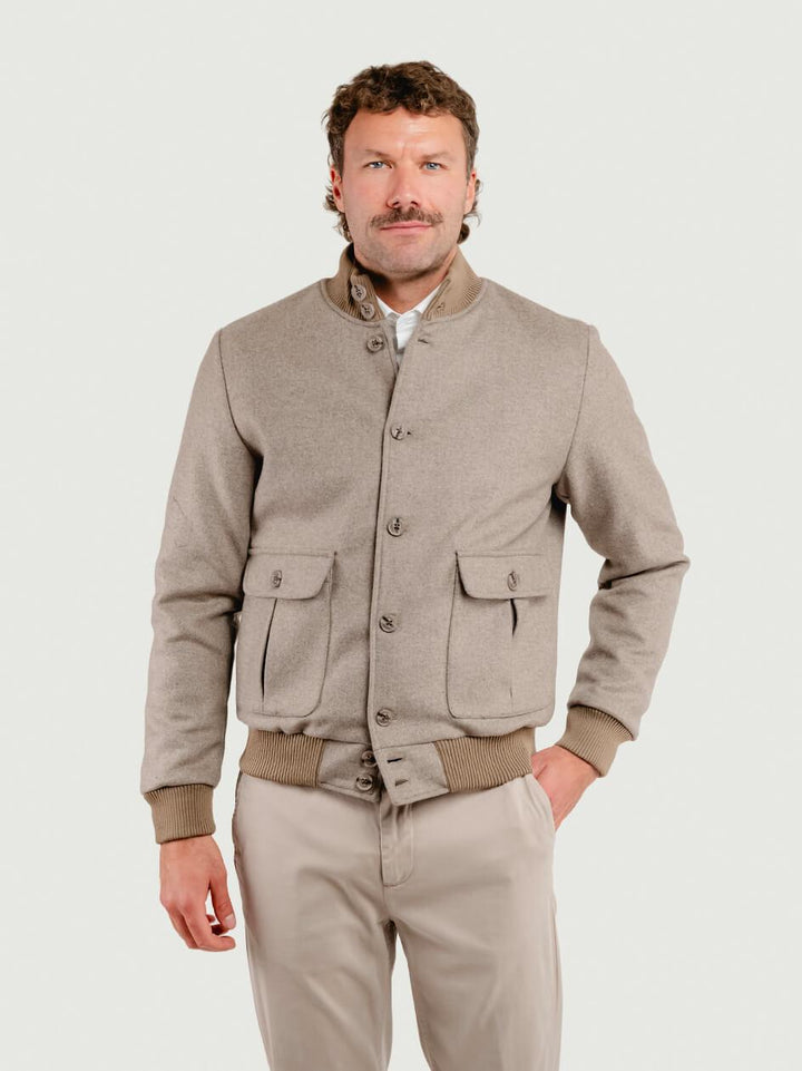 BOMBER IN LANA BEIGE BOMBER TAUPE ANDREA MORANDO 