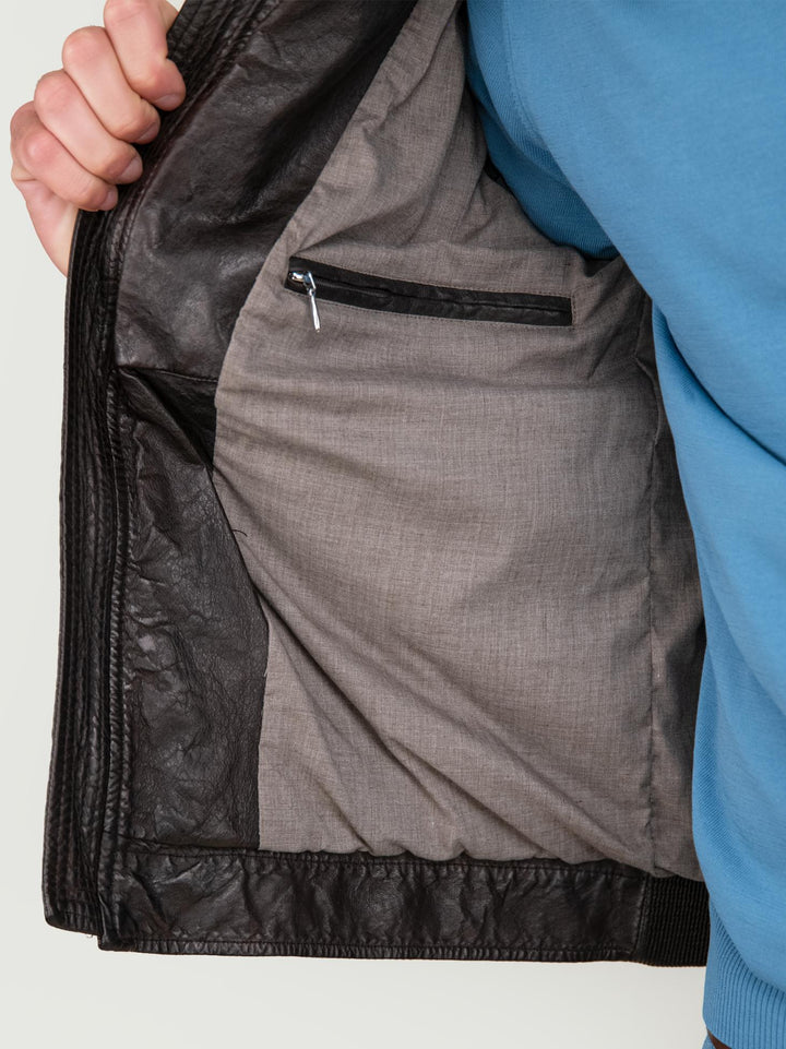 GIUBBOTTO IN PELLE MARRONE SCURO RUSTLER 06 JACK LEATHER 