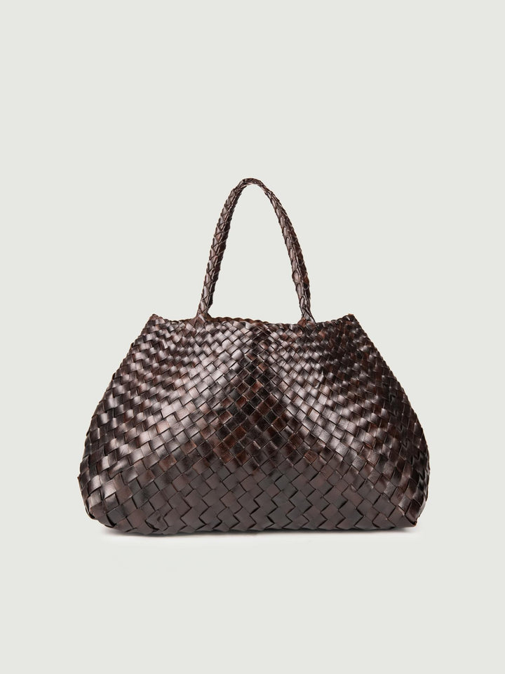 BORSA SHOPPER IN PELLE INTRECCIATA TESTA MORO FAVIGNANA 06 JACK LEATHER 