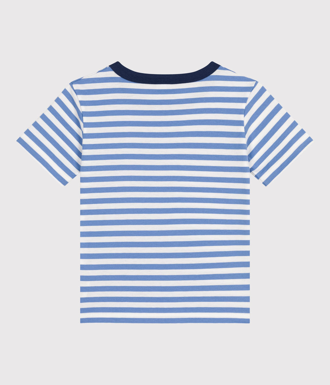T-SHIRT AZZURRA A RIGHE IN JERSEY LEGGERO BAMBINO A0A1D 01 PETIT BATEAU 