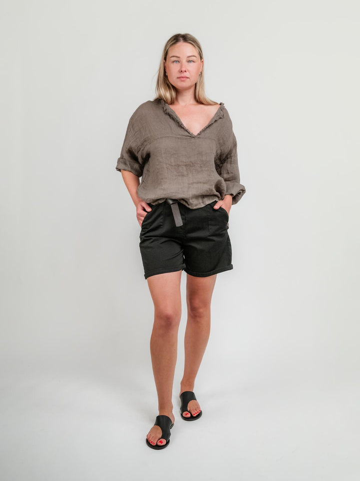 BLUSA OVERSIZE IN LINO CON COLLO SFRANGIATO TORTORA 03235 TORTORA ANDREA MORANDO 
