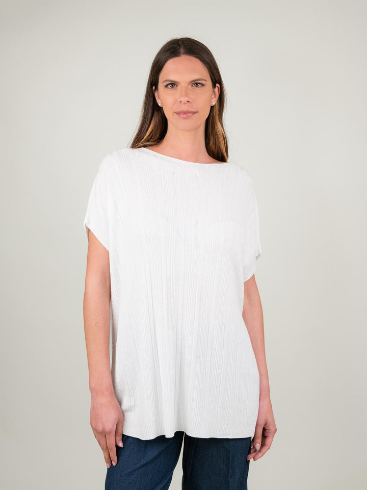 T-SHIRT OVER A MANICA CORTA IN MAGLIA BIANCA 1674 BIANCO ANDREA MORANDO 