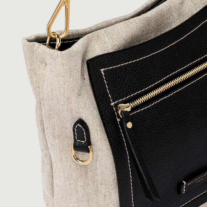BORSA PELLE E TESSUTO AFRA BS 10610 LIN-RMN 10313 GIANNI CHIARINI 