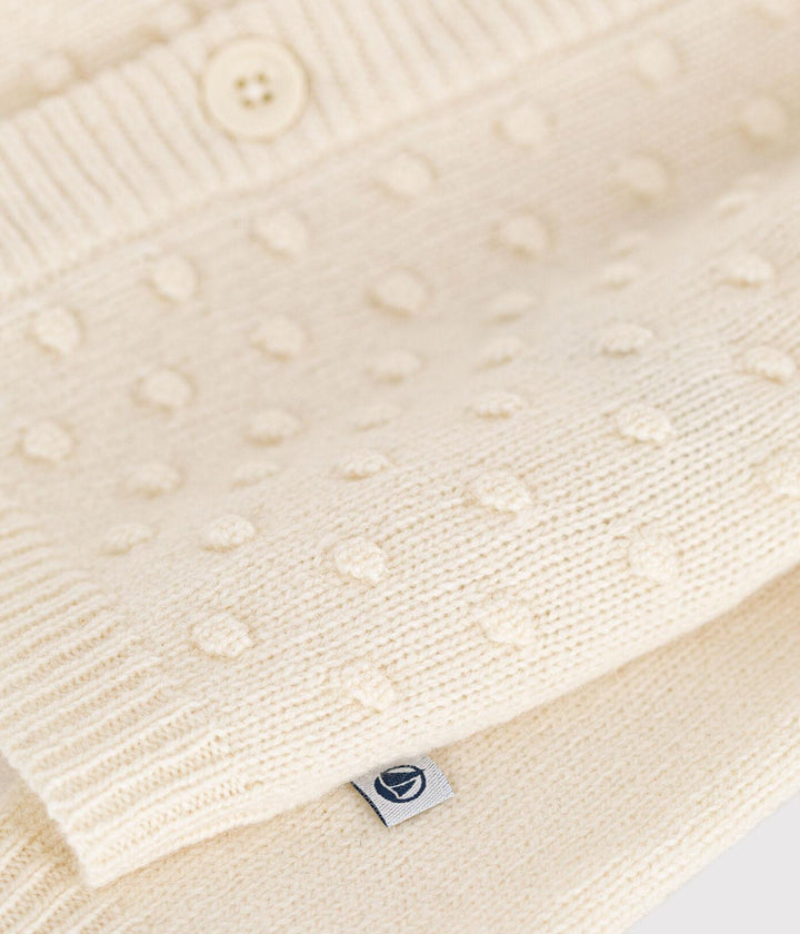 CARDIGAN IN TRICOT DI LANA E COTONE BEBÈ A08AC 01 PETIT BATEAU 