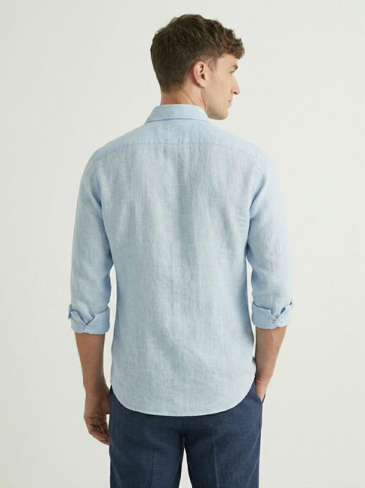 camicia in lino azzurro pastello 9432900 214 ANDREA MORANDO 