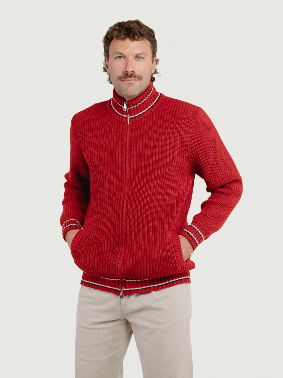 MAGLIONE A COLLO ALTO CON ZIP ROSSO ELIANO ROSSO ANDREA MORANDO 