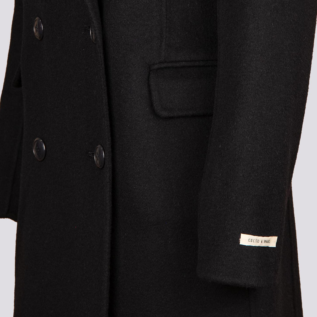 CAPPOTTO DOPPIOPETTO SFODERATO IN MISTO LANA BLU ANNARITA DB 205 PALTÒ 