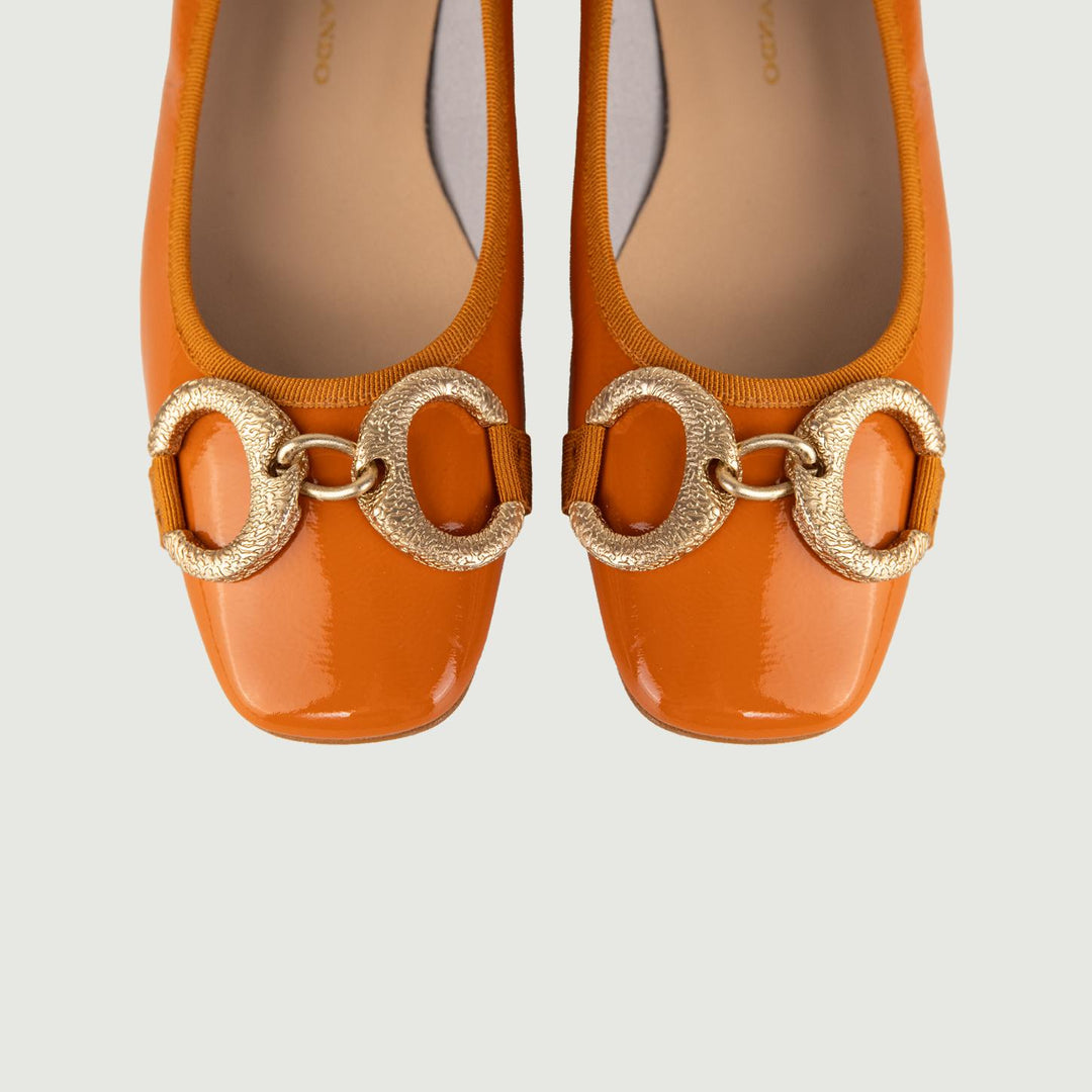 BALLERINE IN NAPLAK ARANCIO CON DETTAGLIO IN METALLO 4875NAPLAK ARANCIO ANDREA MORANDO 