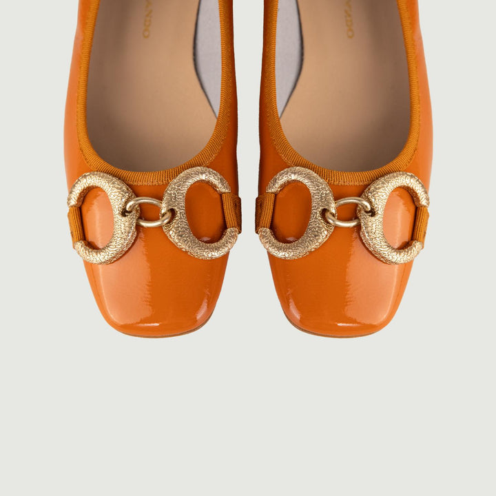 BALLERINE IN NAPLAK ARANCIO CON DETTAGLIO IN METALLO 4875NAPLAK ARANCIO ANDREA MORANDO 