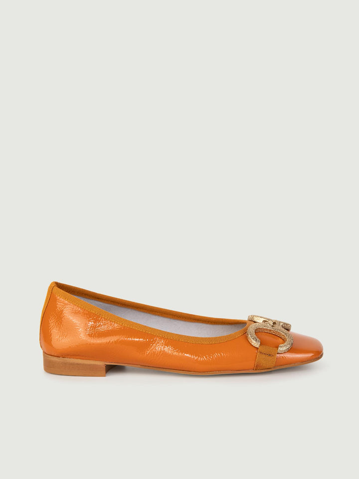 BALLERINE IN NAPLAK ARANCIO CON DETTAGLIO IN METALLO 4875NAPLAK ARANCIO ANDREA MORANDO 