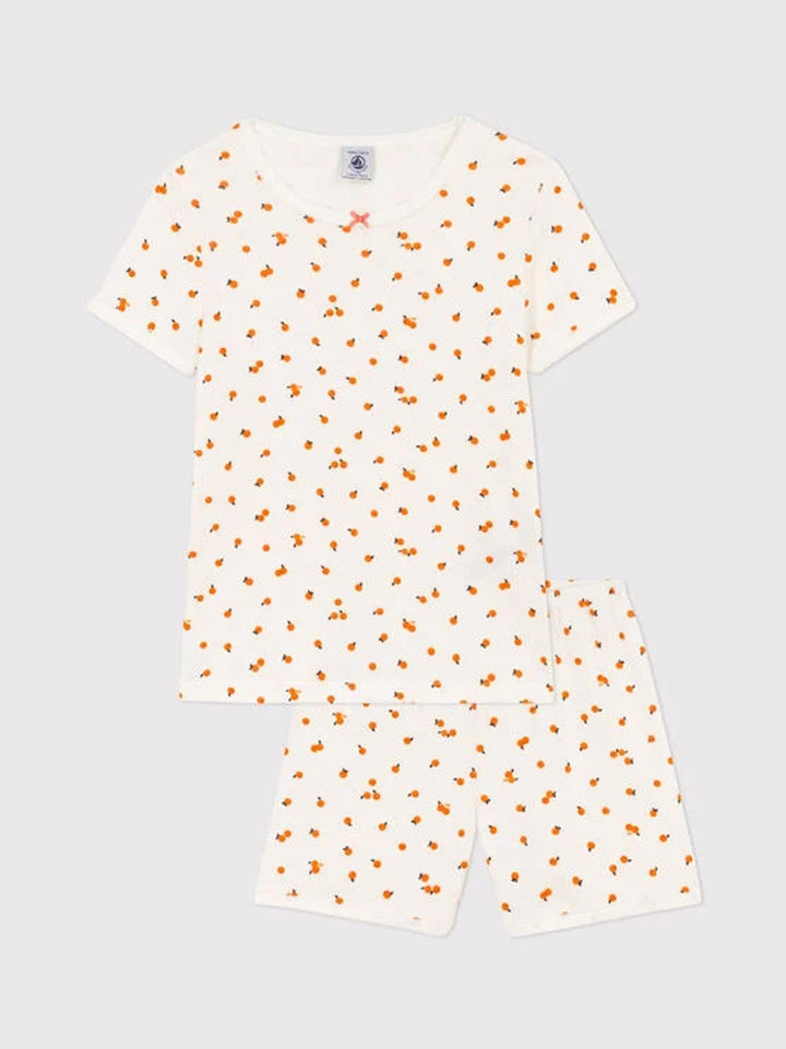 Pigiama corto bambina in cotone motivo orangettes A06UG 01 PETIT BATEAU 