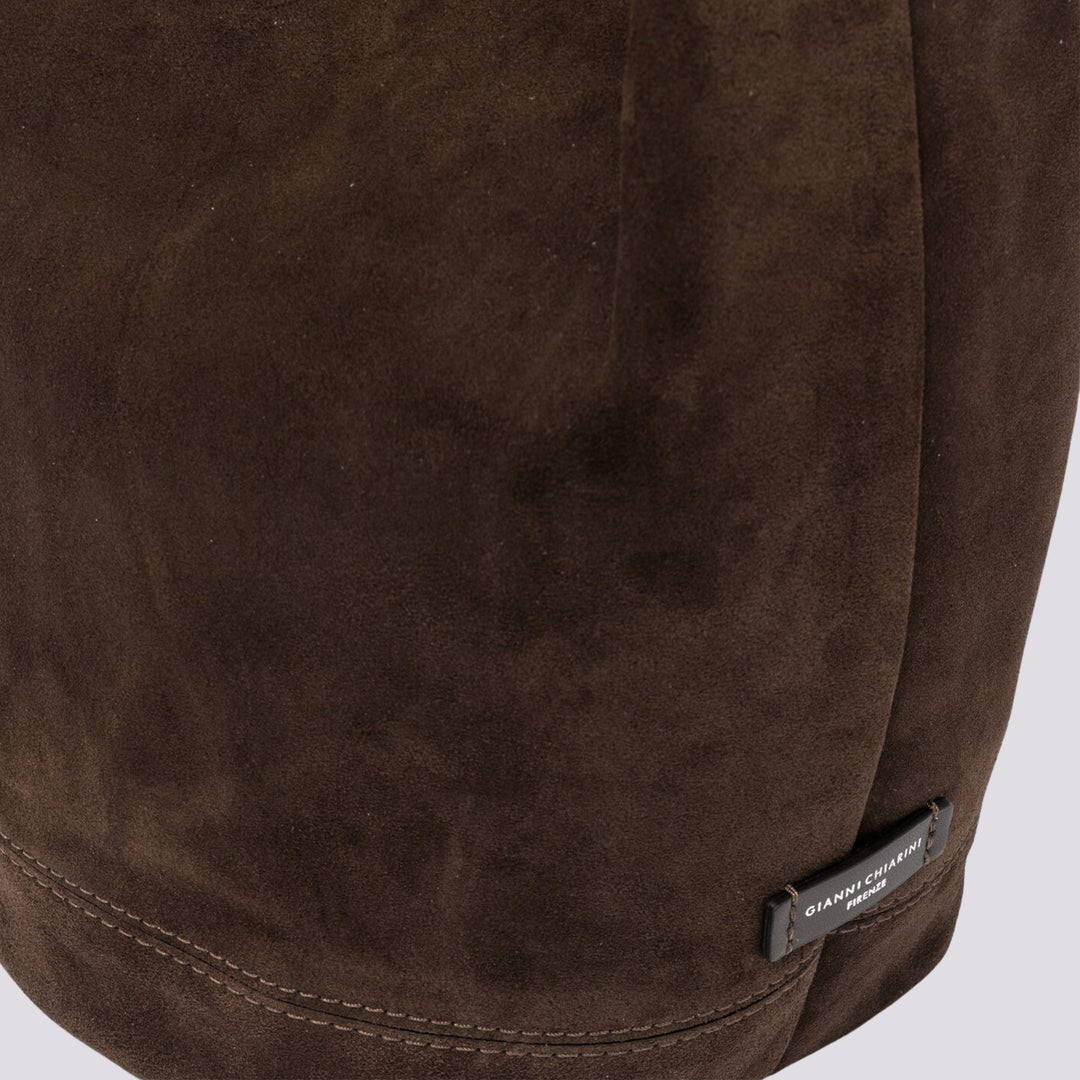Borsa Phoebe secchiello  in camoscio cioccolato BS 10125 CM-PL 166 GIANNI CHIARINI 