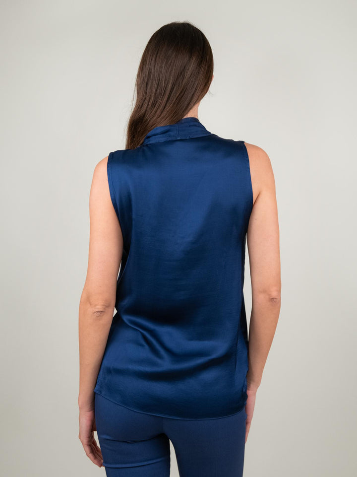 BLUSA SMANICATA IN RASO BLU M9861 BLU ANDREA MORANDO 