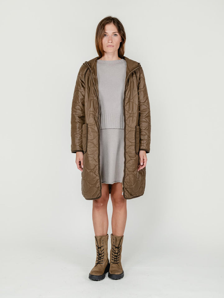 GIACCA A VENTO LUNGA IN NYLON KHAKI 565NIGO421 62 ANDREA MORANDO 