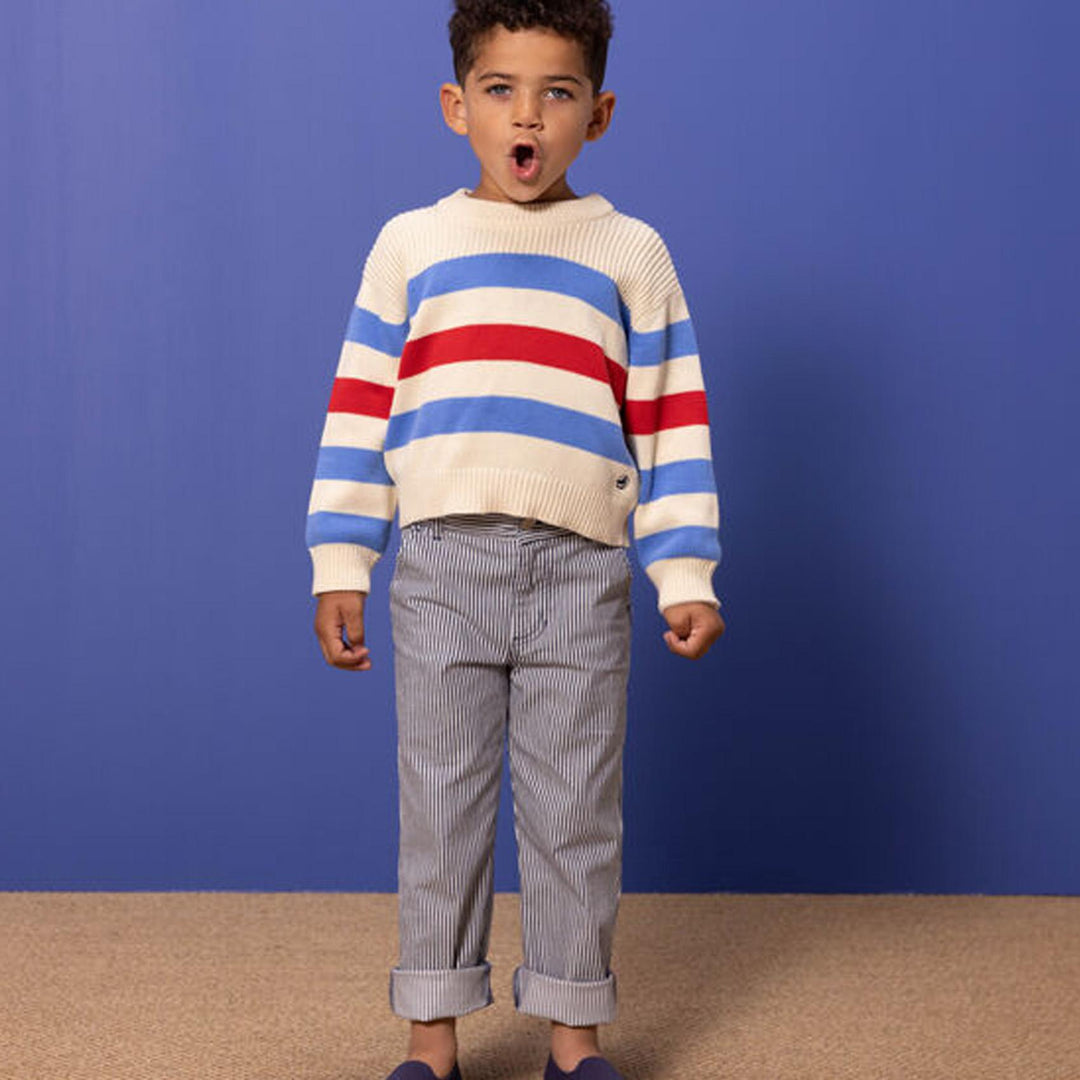 Pantalone bambino in tela di cotone a righe A06K3 01 PETIT BATEAU 