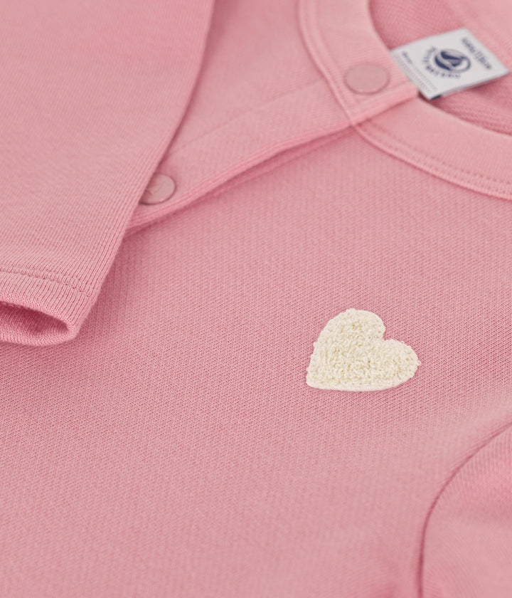 Cardigan in tessuto felpato rosa bambina A0D6E 01 PETIT BATEAU 