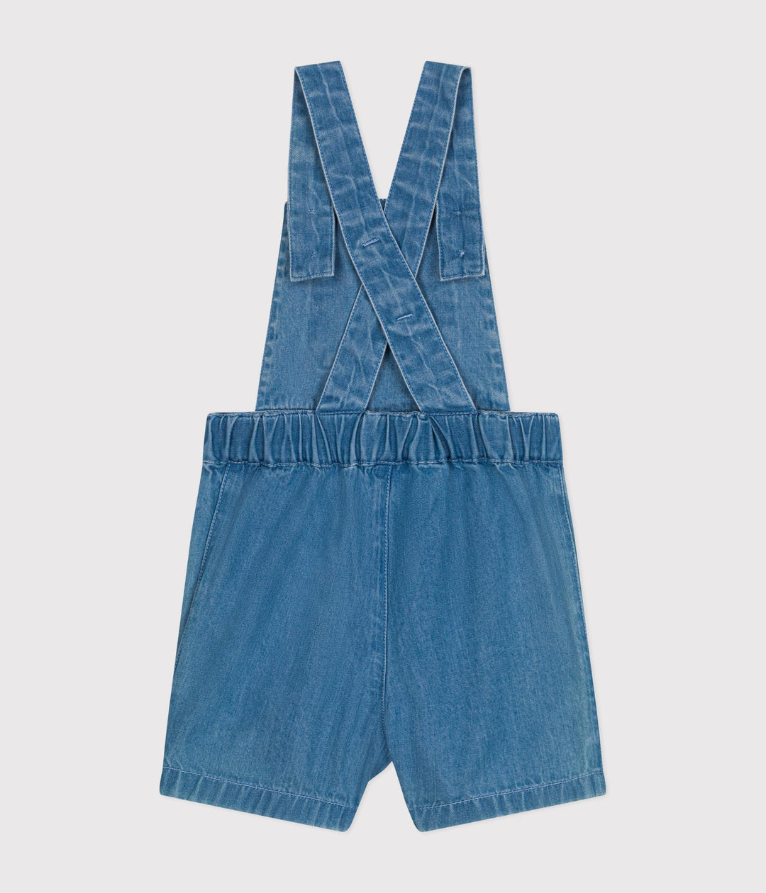 SALOPETTE CORTA BEBÈ IN DENIM LEGGERO A09JP 01 PETIT BATEAU 
