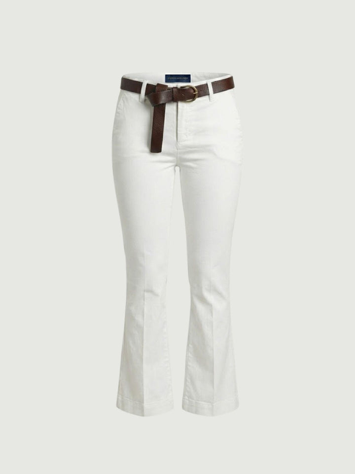 Pantalone a trombetta in cotone bianco 824MA LATTE ANDREA MORANDO 