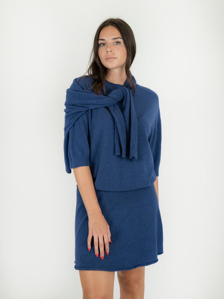 MAGLIA CON MANICHE A 3/4 BLU 0520/104 1073 BIMOR 