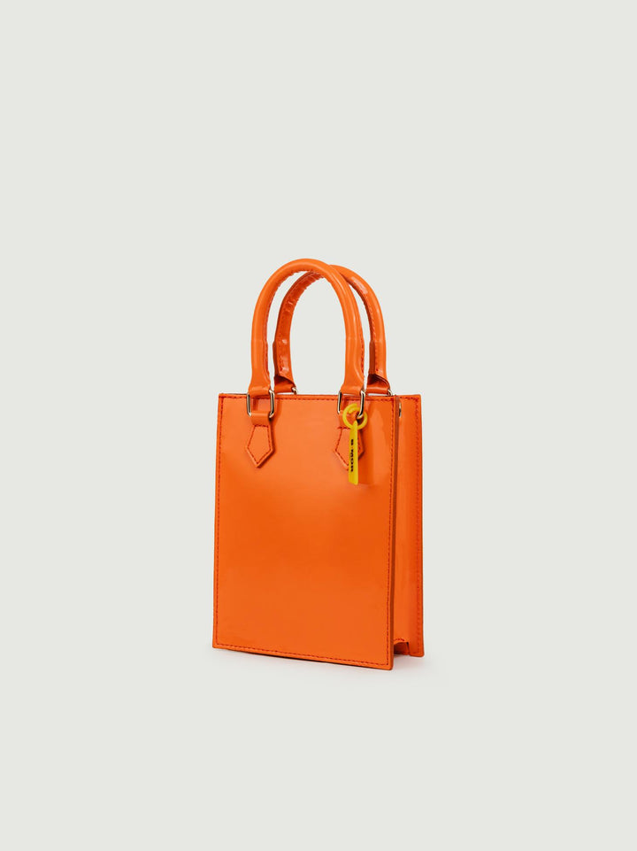 BORSA BABY IN PELLE VERNICE ARANCIO