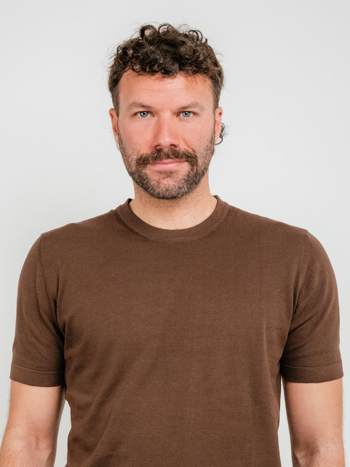 T-SHIRT IN MAGLINA DI COTONE MARRONE