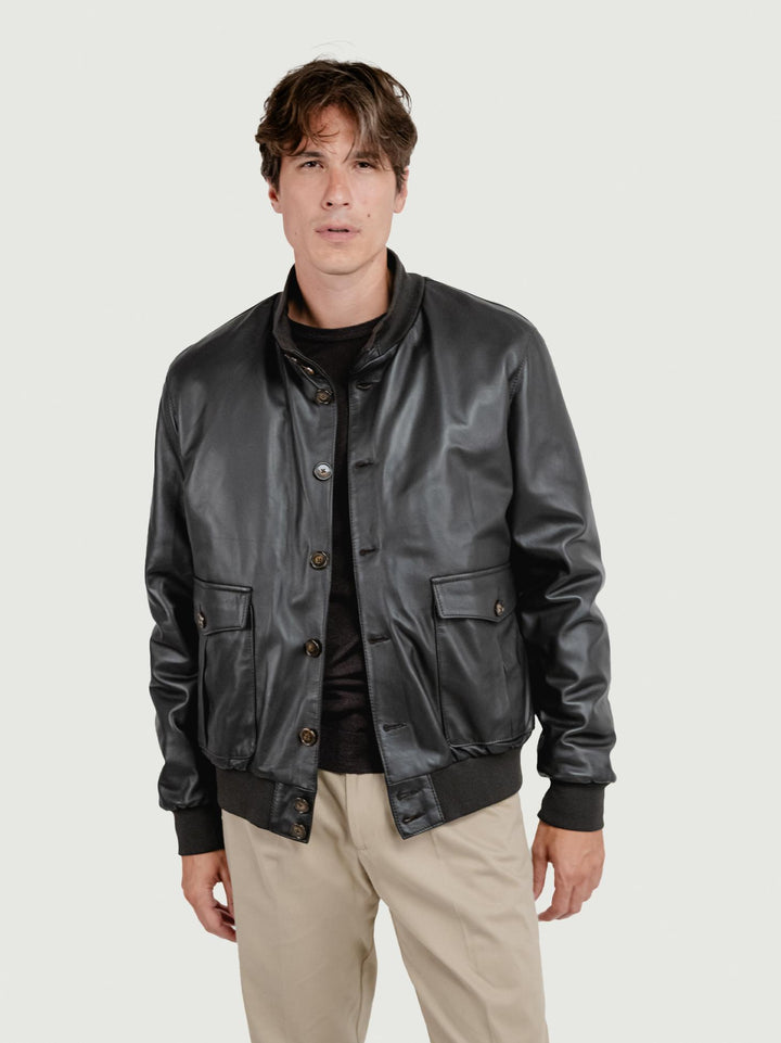 GIUBBOTTO IN PELLE TESTA MORO RENNA/TRAPUNTA NAPPA ANDREA MORANDO 